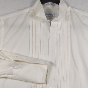 Burberrys Of London Wingtip Collar Pleated Front French Cuff Mens Tuxedo Shirt L